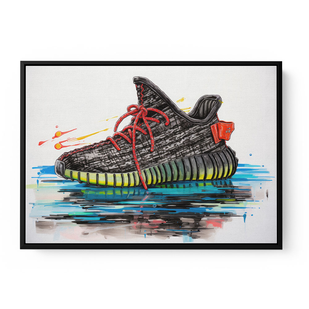 Yeezy Boost 350 Sneakers Graffiti Style Wall Art